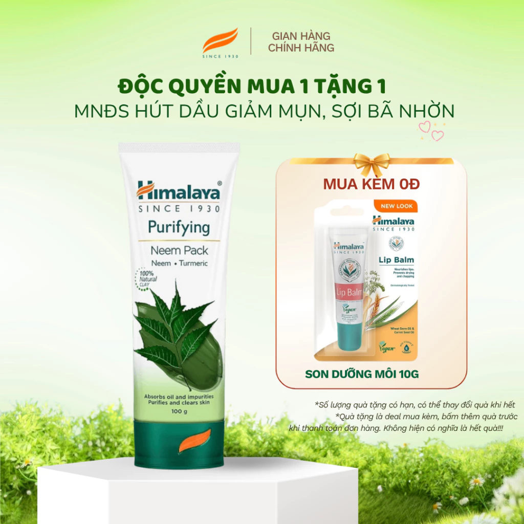 Mặt nạ đất sét kiềm dầu giảm mụn chăm sóc lỗ chân lông từ lá neem Himalaya Neem Face Pack 100ml