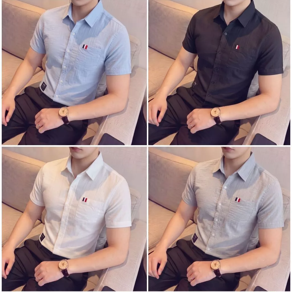 Áo sơ mi nam boy phố tay ngắn  phối hoạ tiết trẻ trung sang trọng mẫu-BQT77 SHOP