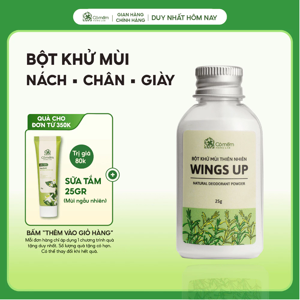 Bột Khử Mùi Wings Up Khử Mùi Hôi Chân Hôi Nách Giày KIếm Soát Mồ Hôi Hôi Cỏ Mềm 25g