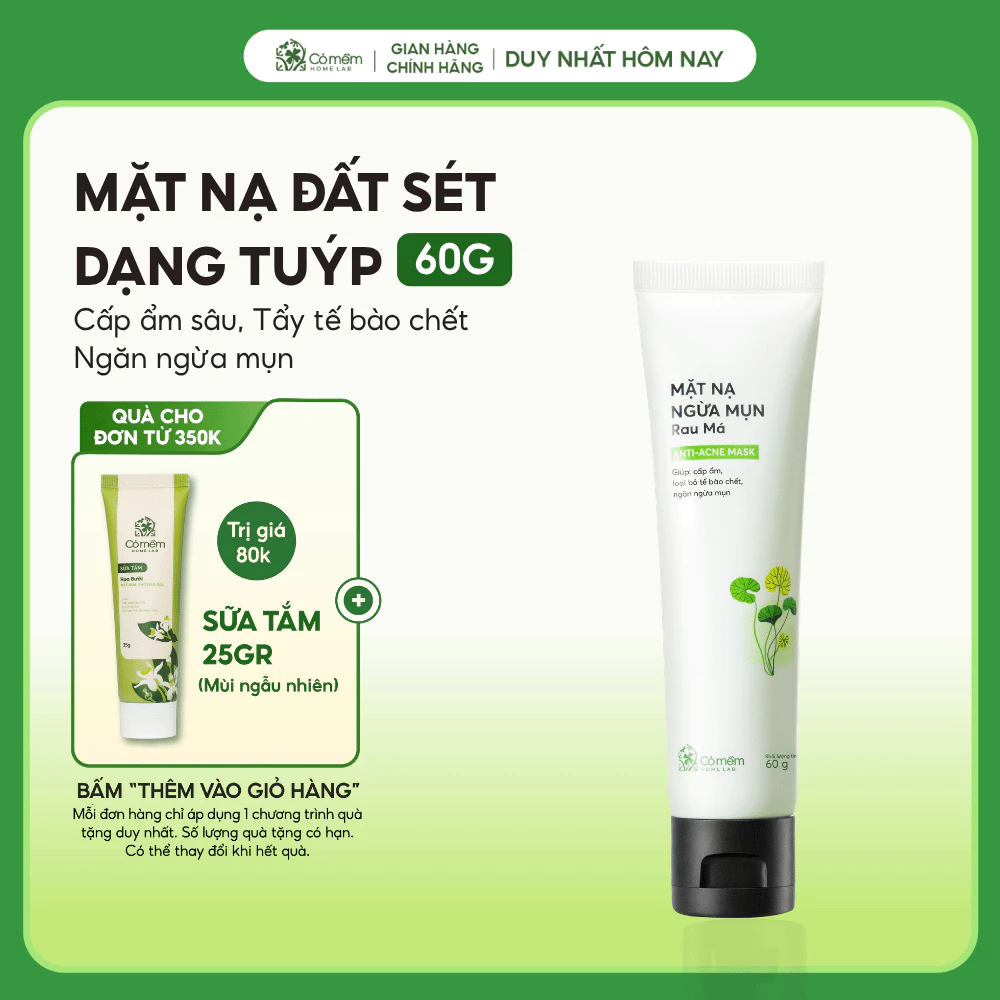 Mặt Nạ Đất Sét Dạng Tuýp Ngừa Mụn Cấp Ẩm Phục Hồi Cỏ Mềm 60g