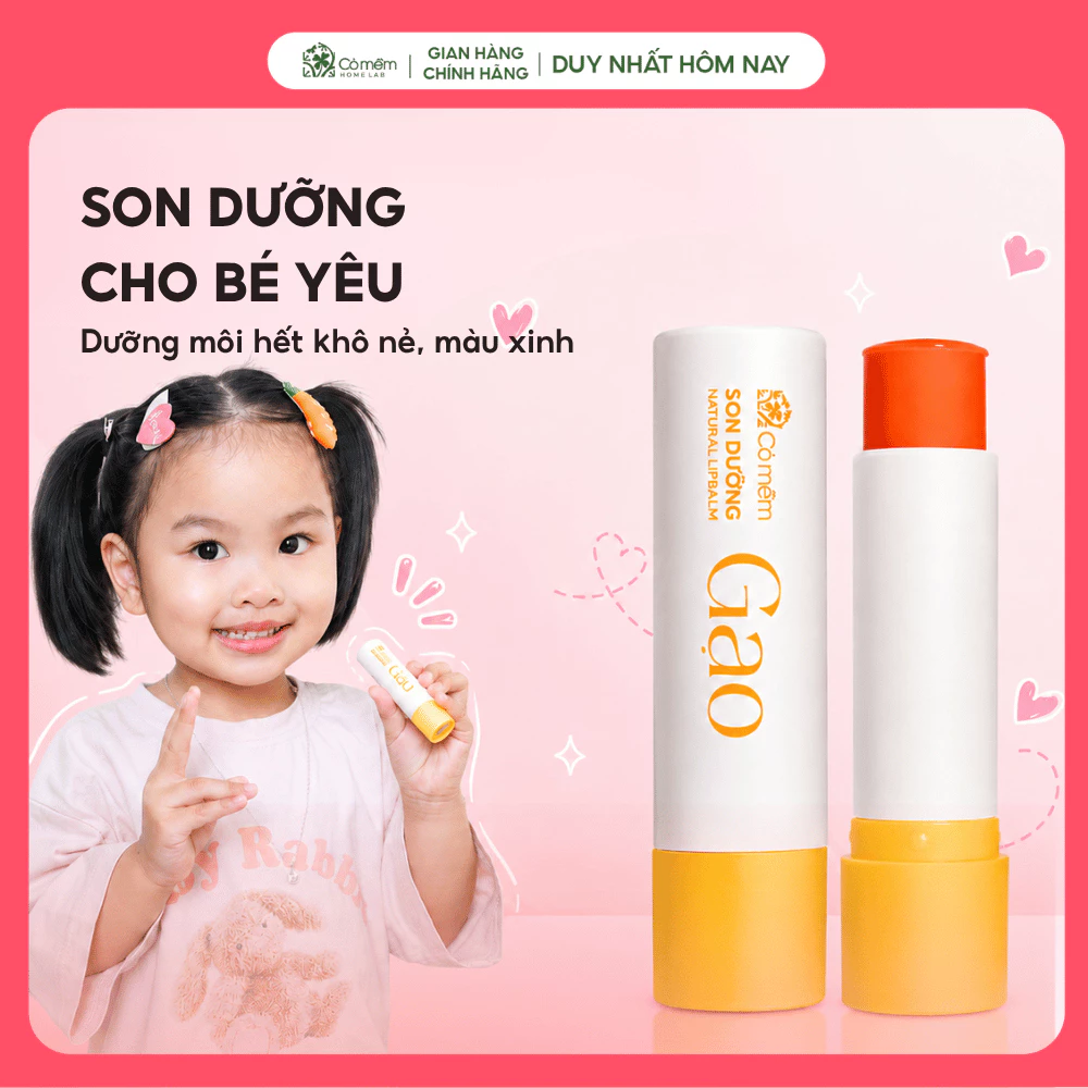 Son Dưỡng Môi Cho Bé Có Màu Gạo Hương Cam Dưỡng Môi Mềm Mại Cải Thiện Thâm Môi Cỏ Mềm 4,5g