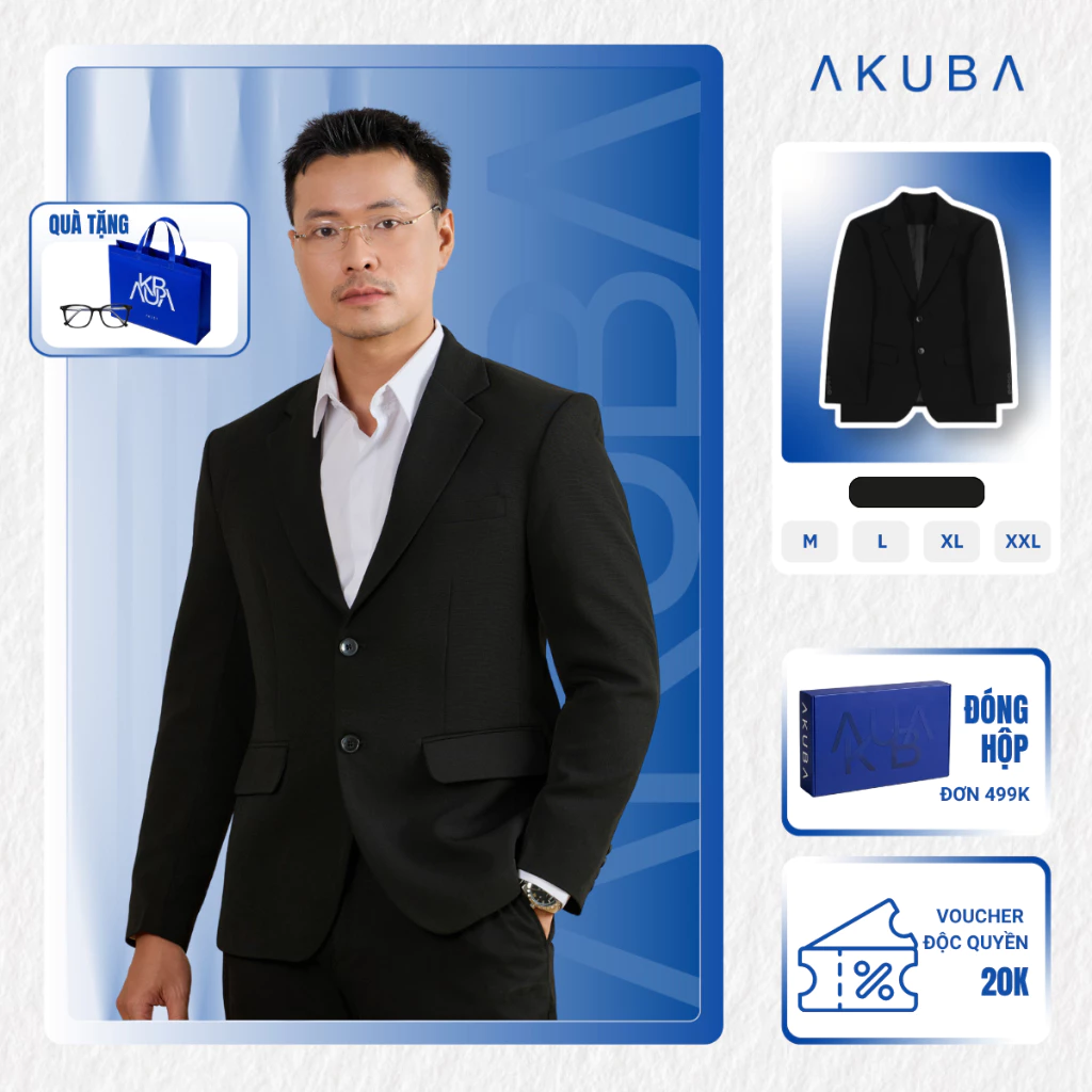 Áo Vest Blazer Nam AKUBA Form Slimfit Vải Tuyết Mưa Cao Cấp Tôn Dáng Lịch Lãm | 01KE1435