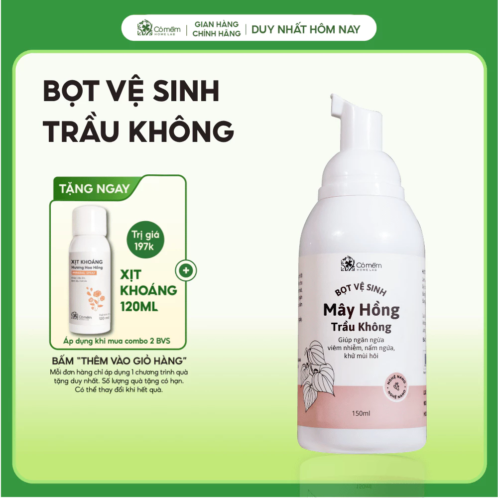 Bọt Vệ Sinh Phụ Nữ Mây Hồng Tinh Chất Trầu Không Cỏ Mềm 150ml