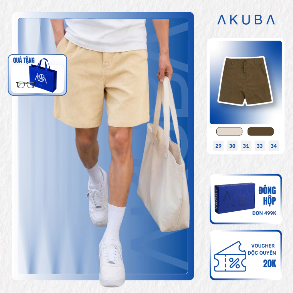 Quần Short Thun Nam AKUBA Chất Vải Nhung Tăm Form Regular, Dày Dặn, Mềm Mịn, Dễ Phối Đồ | 01RP1450