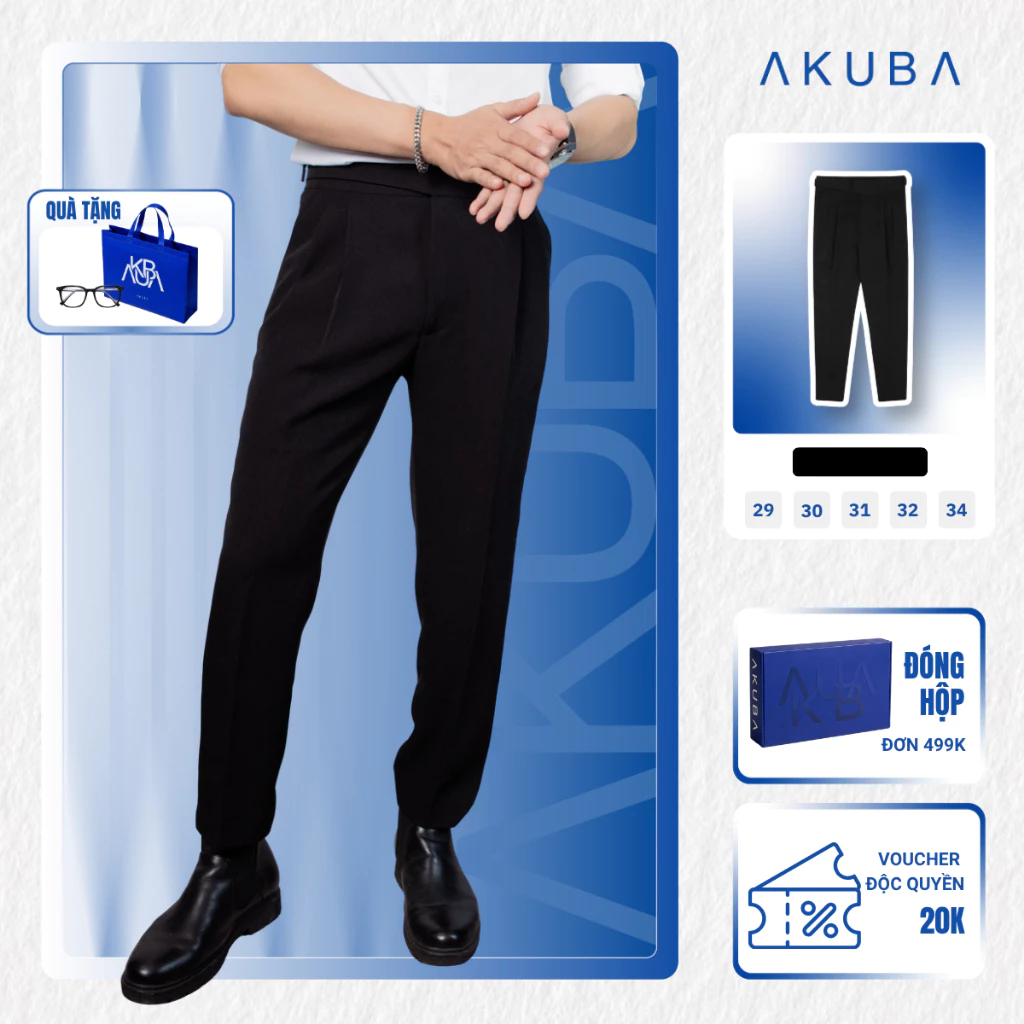 Quần tây nam sidetab phiên bản cao cấp Akuba, dày dặn, đứng form, thấm hút mồ hôi tốt | 01T0039P