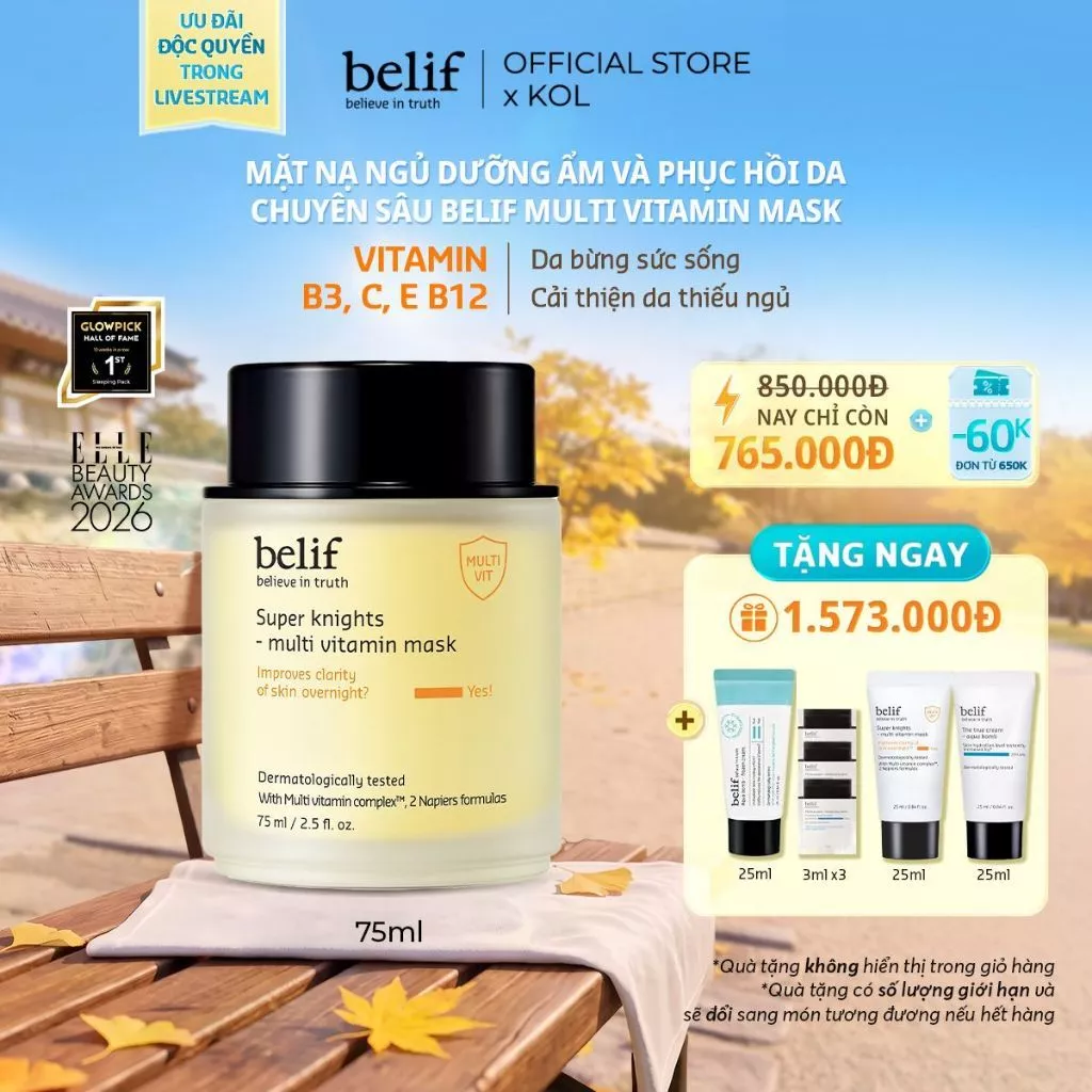 [KOL x belif Official] Mặt nạ ngủ dưỡng ẩm và phục hồi da chuyên sâu belif Multi Vitamin Mask
