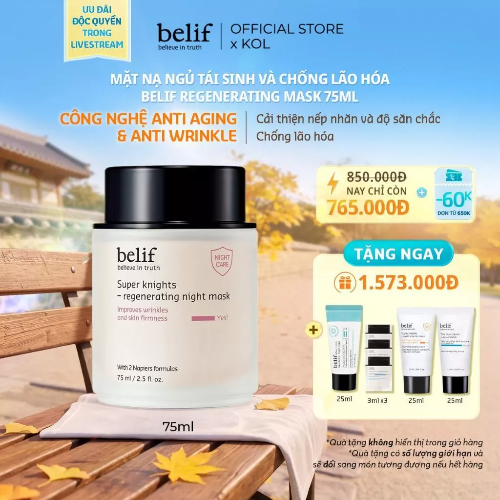 [KOL x belif Official] Mặt nạ ngủ tái sinh và chống lão hóa belif Regenerating Mask 75ml