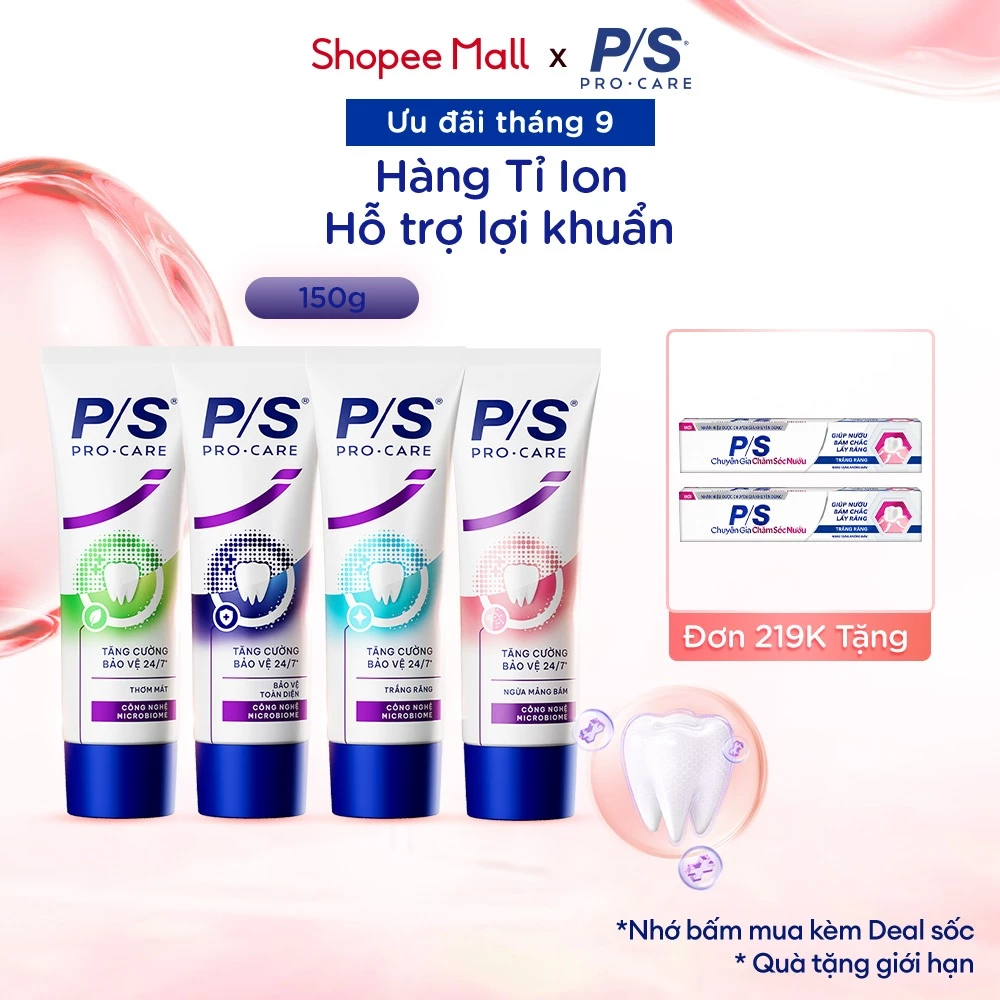 [MỚI] Kem Đánh răng P/S Pro-Care với hàng tỉ ion hoạt tính hỗ trợ lợi khuẩn 150g