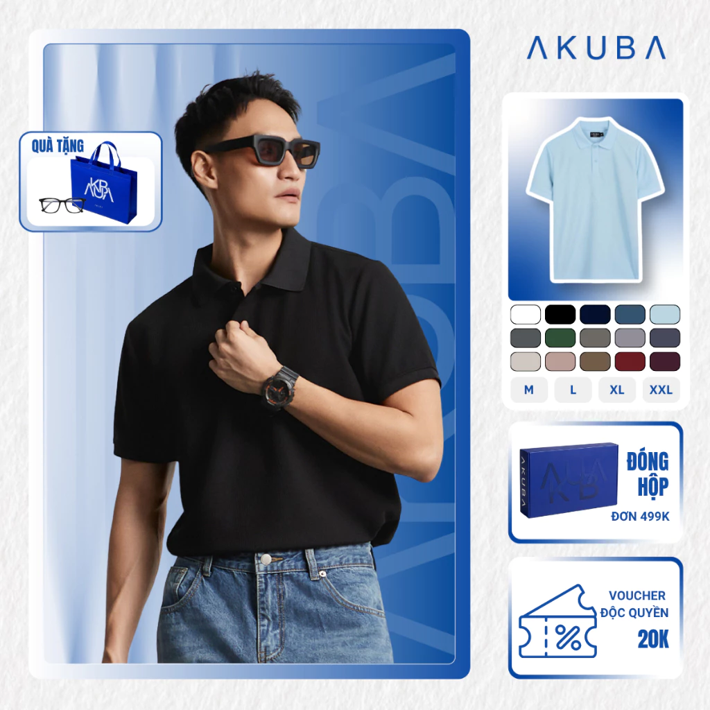 Áo Polo Nam AKUBA Form Slimfit Chất Vải Cotton Mềm Mịn Thoáng Khí Thoáng Mát | 01HE1055