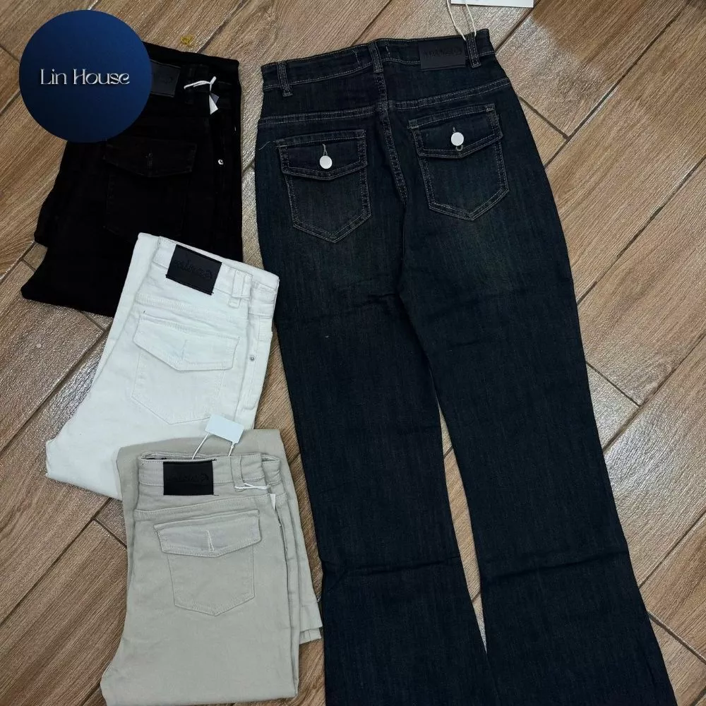 (MÃ 32) Quần Jeans Nữ Ống Loe Co Giãn Túi Hộp Phía Sau Nhiều Màu – Form Đẹp Tôn Dáng