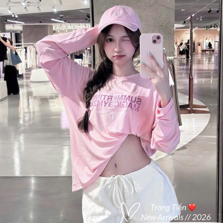(Hàng QC) Áo Phông Giấy Dài Tay Kim Tuyến Form Rộng - Dài 66cm