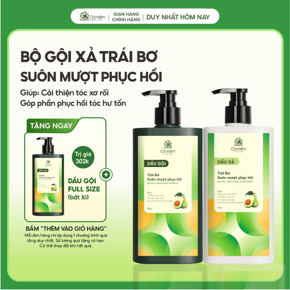 Dầu Gội Xả Suôn Mượt Chứa Keratin Phục Hồi Tóc Hư Tổn Trái Bơ Cỏ Mềm