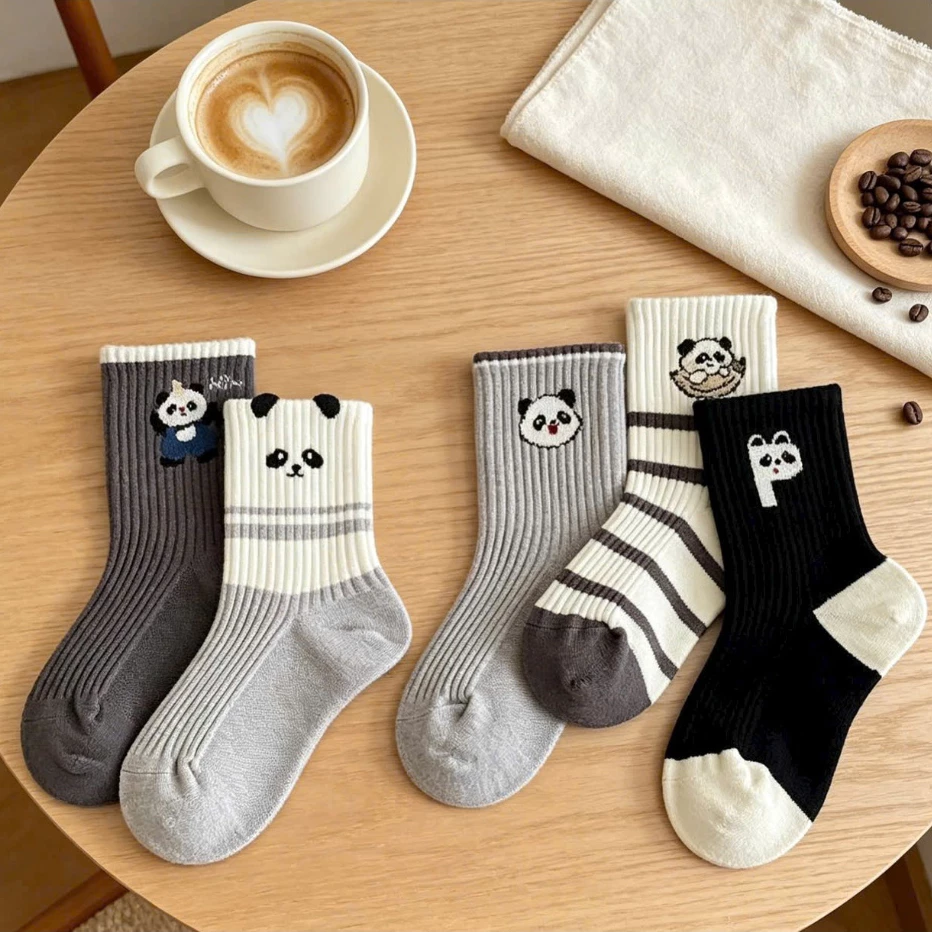 TD567 Set 10 Đôi Tất Cổ Cao Trẻ Em Cho Bé Hình Gấu Cho Bé Trai, Bé Gái Đáng Yê