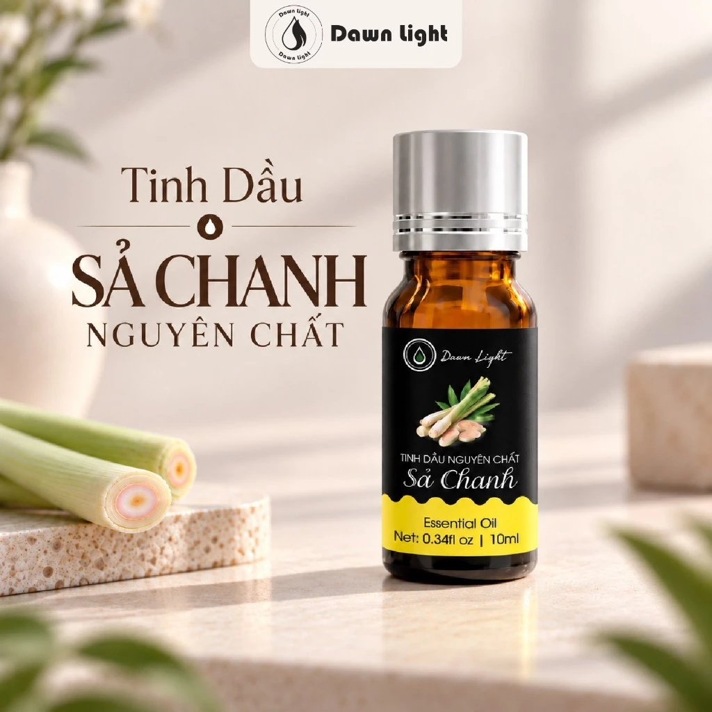 Tinh Dầu Sả Chanh Nguyên Chất Đậm Đặc Xông Thơm Phòng, Làm Nến Thơm Thiên Nhiên, Khử Mùi Dawn Light 10mL