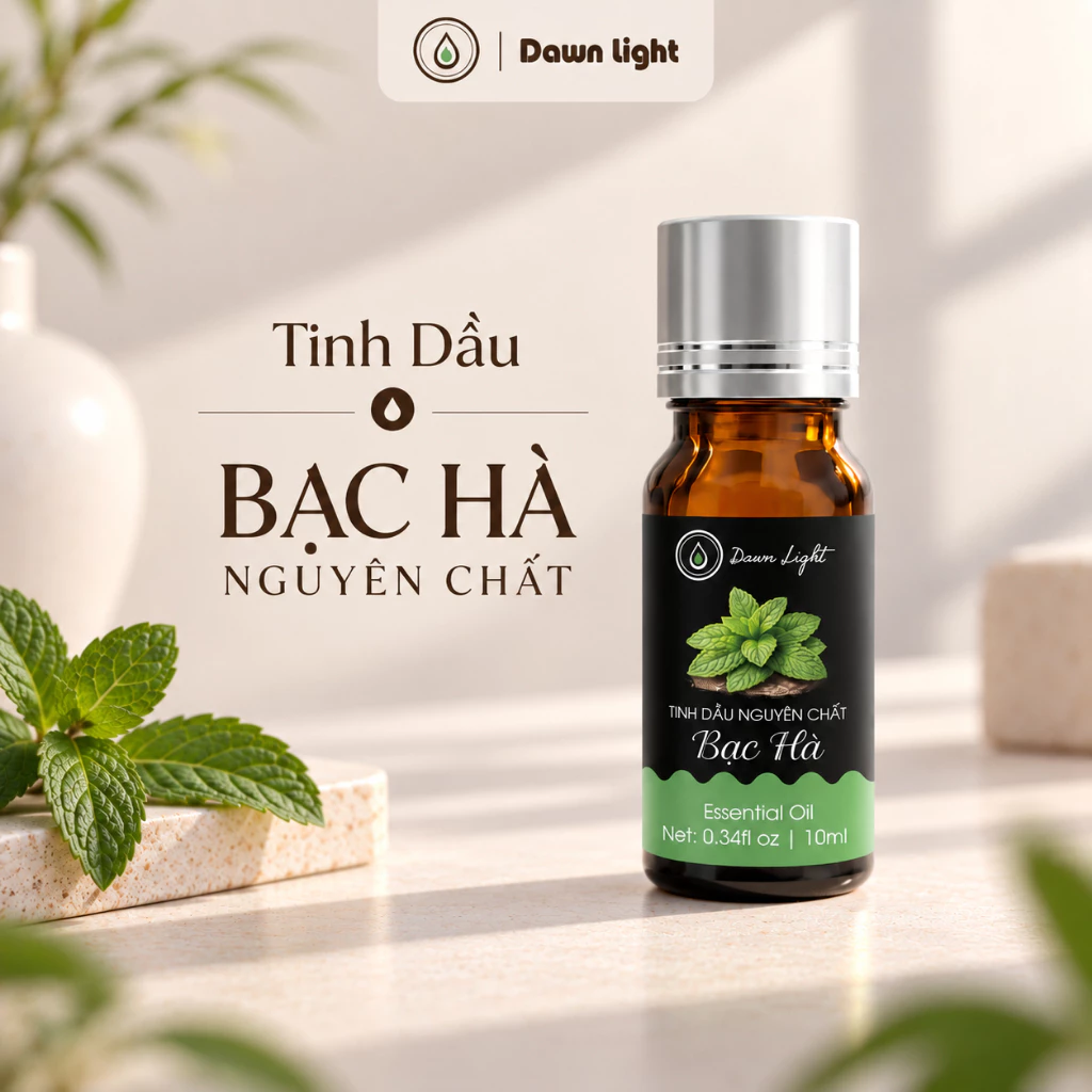 Tinh Dầu Bạc Hà Nguyên Chất Đậm Đặc Xông Thơm Phòng, Làm Nến Thơm Thiên Nhiên, Khử Mùi Dawn Light 10mL