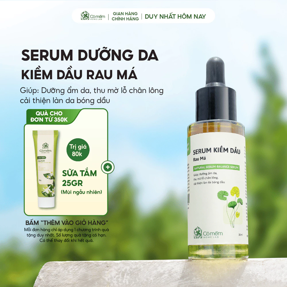 Serum Kiềm Dầu Rau Má Dưỡng Ẩm Thu Mờ Lỗ Chân Lông Cải Thiện Dầu Nhờn Cỏ Mềm 30ml