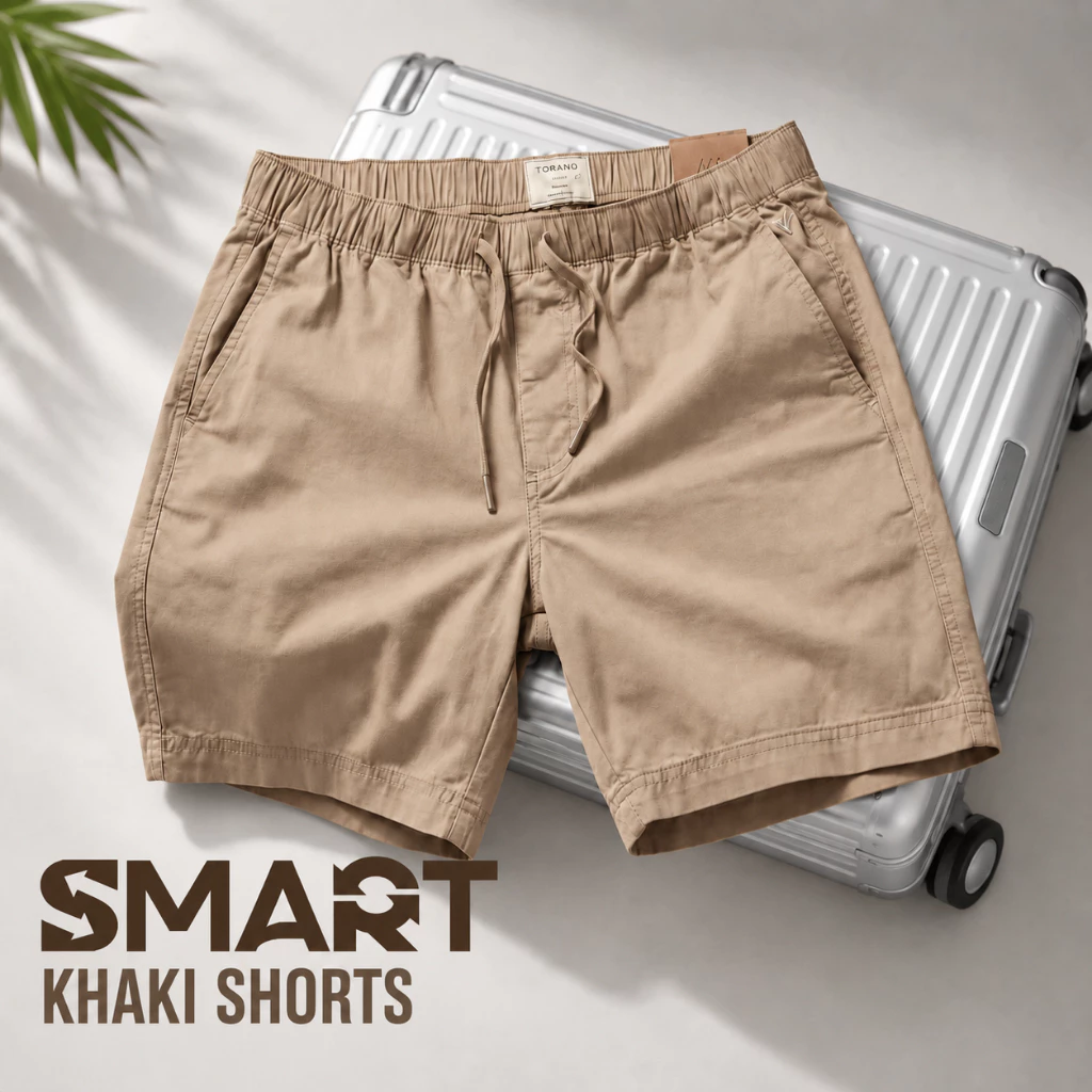 Quần short kaki nam SMART KHAKI SHORTS TORANO dáng basic cạp chun bền màu FSBK010