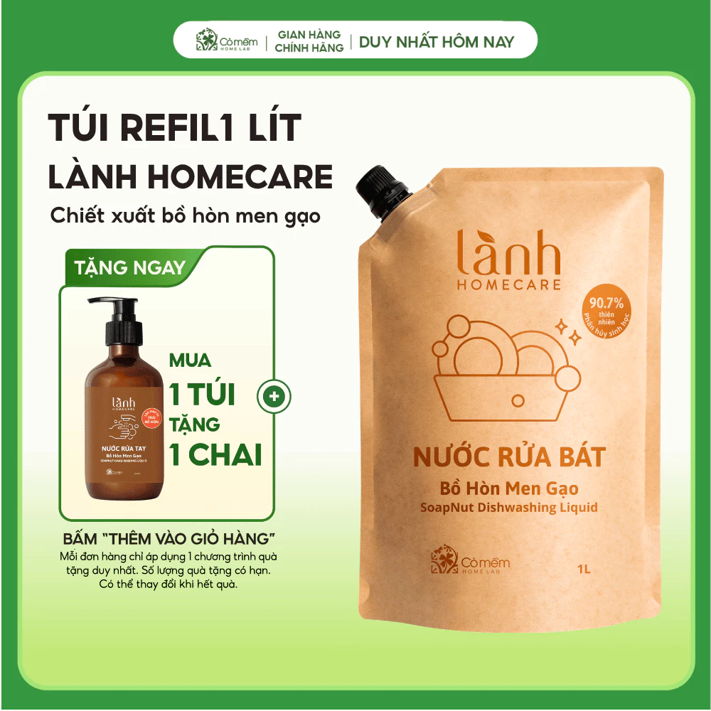 [MUA 1 TẶNG 1] Túi Nước Lau Nhà Lau Bếp Rửa Tay Rửa Bát Lành HomeCare Chăm Sóc Nhà Cửa Cỏ Mềm 1 Lít