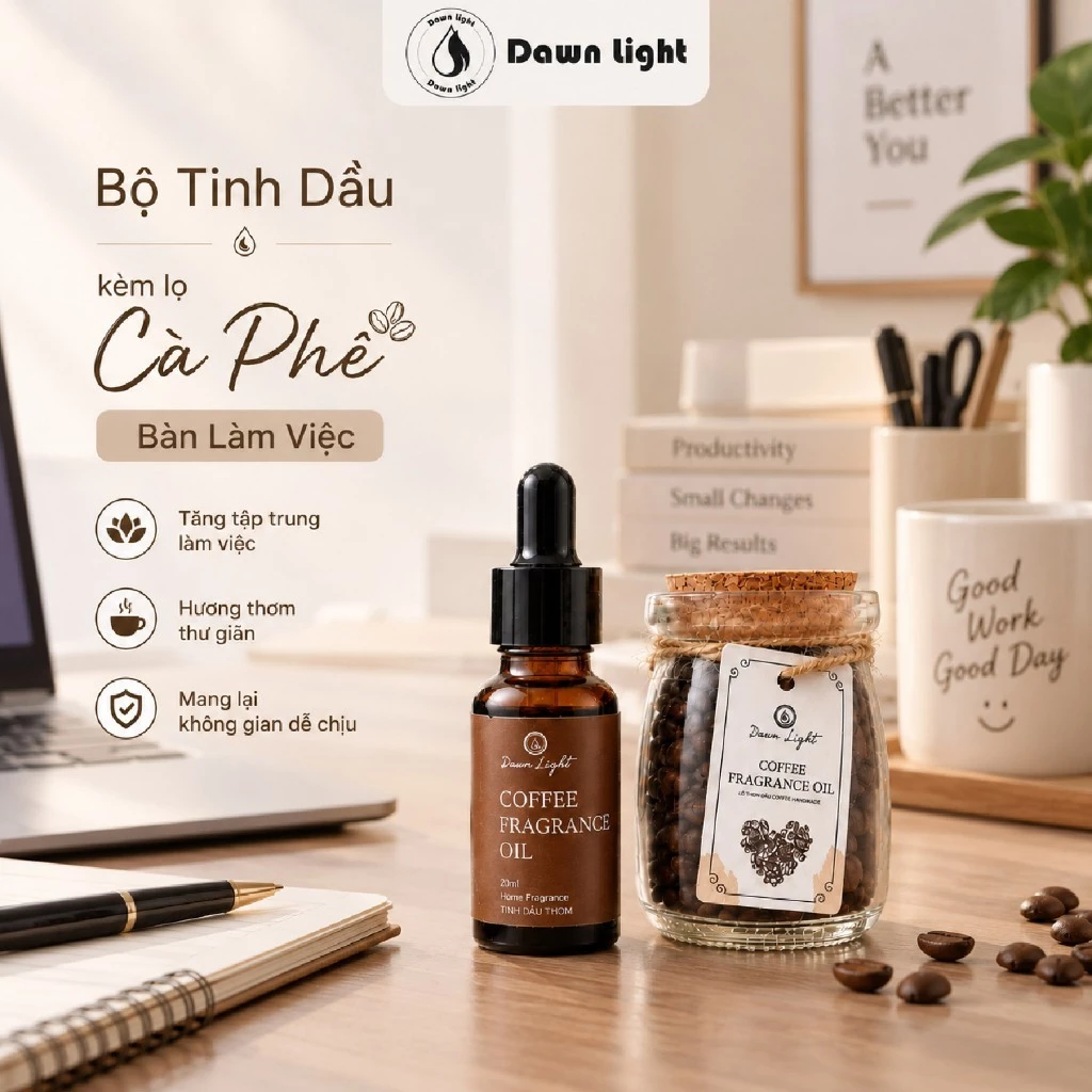 Bộ Tinh Dầu Để Bàn Làm Việc Học Tập Dawn Light BCFBLV