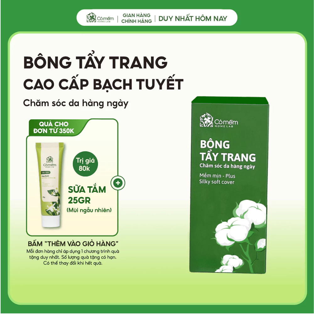 [Ngẫu Nhiên] Bông tẩy trang làm sạch da hộp 30g sạch sâu mềm mịn Cỏ Mềm
