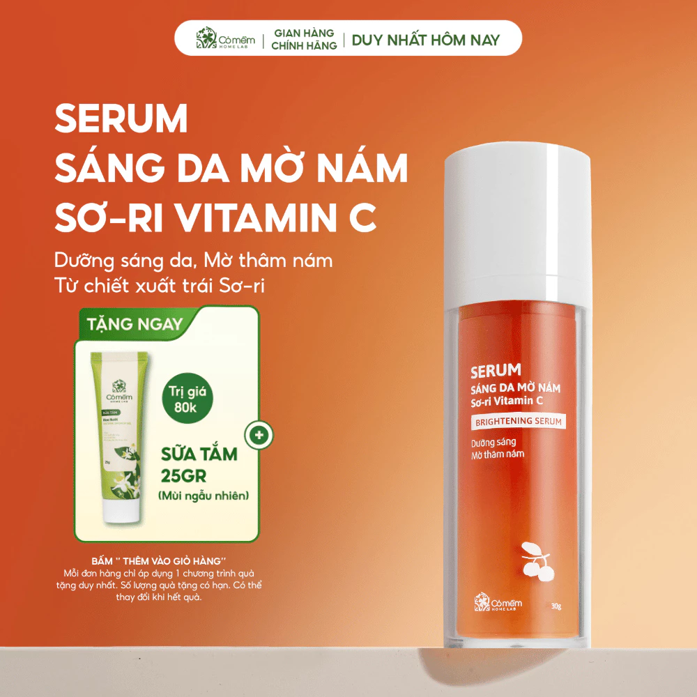 Serum Vitamin C Giúp Sáng Da Mờ Vết Nám Tàn Nhang Dưỡng Da Chiết Xuất Sơ Ri Cỏ Mềm 30gr