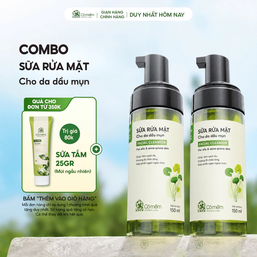 Bộ Đôi Sữa Rửa Mặt Sạch Sâu Cho Da Dầu Mụn Tạo Bọt Sẵn Giúp Ngăn Ngừa Mụn Dành Cho Da Dầu Mụn Cỏ Mềm