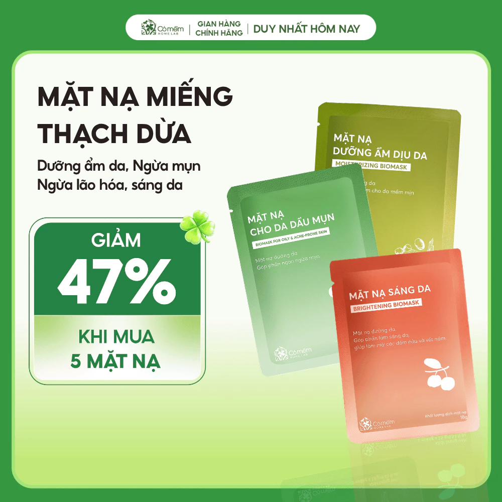 Mặt nạ dưỡng da cấp ẩm dưỡng sáng mờ thâm nám ngừa nếp nhăn Cỏ Mềm 18g