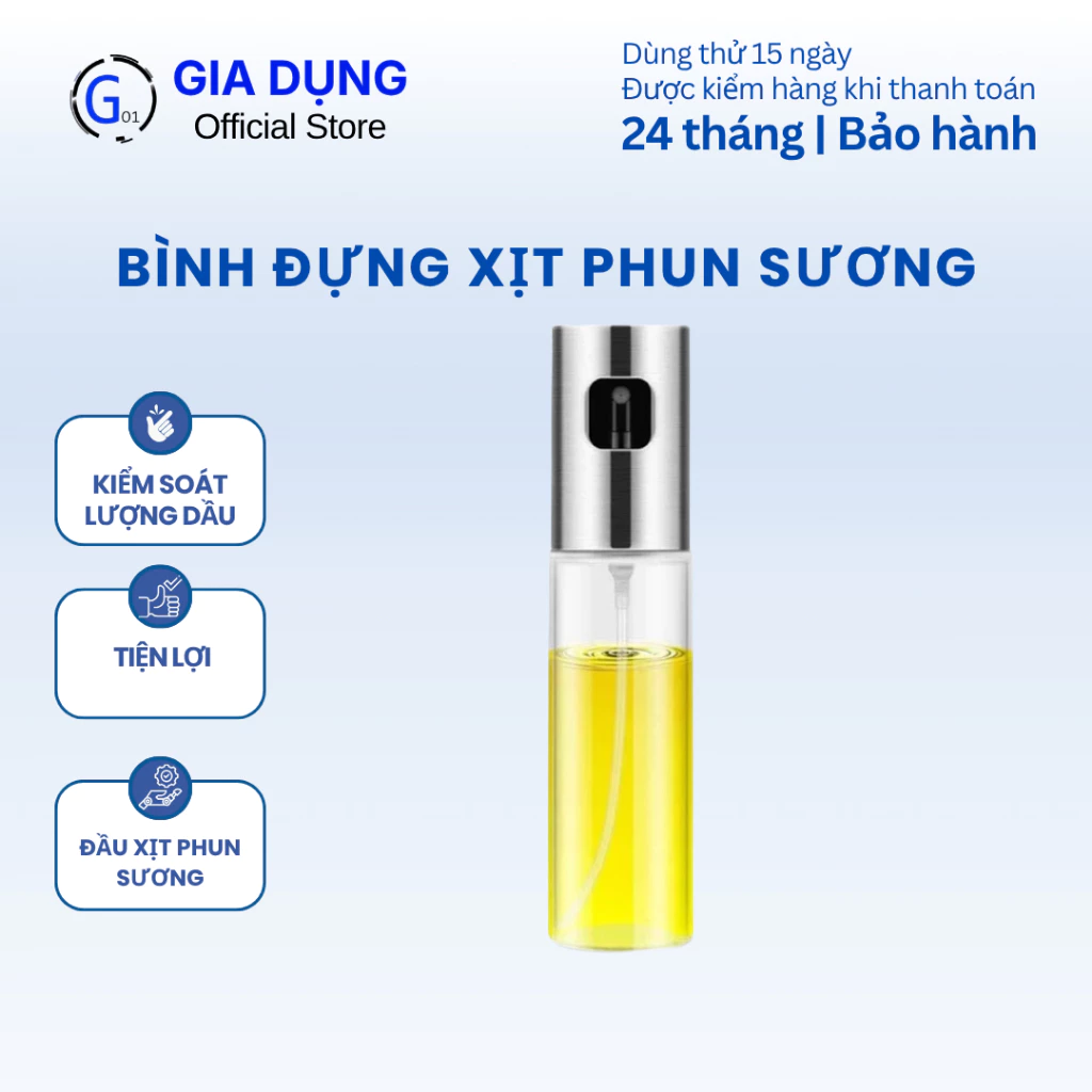 Bình Đựng Dầu Ăn Thủy Tinh Xịt Phun Sương Chai Lọ Chiết Dầu Ăn Gia Vị Dùng Cho Thực Phẩm 100ml