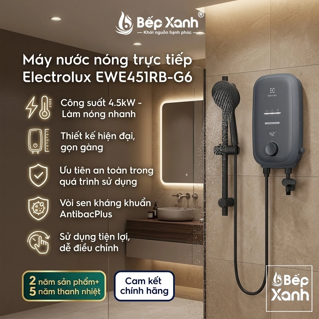 [FREESHIP HCM] Máy nước nóng trực tiếp Electrolux UltimateHome 700 4.5kW EWE451RB-G6 - có bơm trợ lực