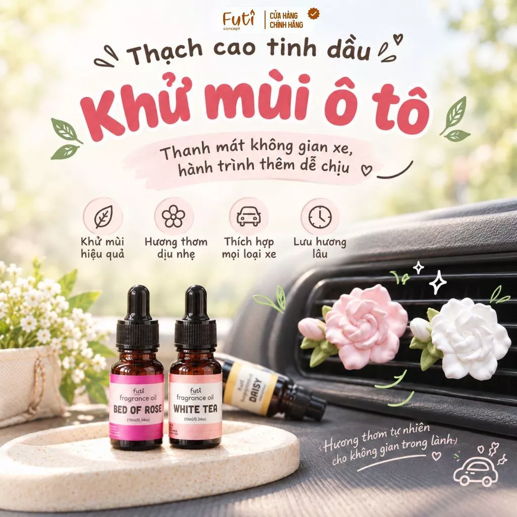 Hoa Thạch Cao Tinh Dầu Thơm Ô Tô, Cài Cửa Gió Khử Mùi Xe Hơi, Hương Thơm Dịu Nhẹ, Lưu Hương Lâu