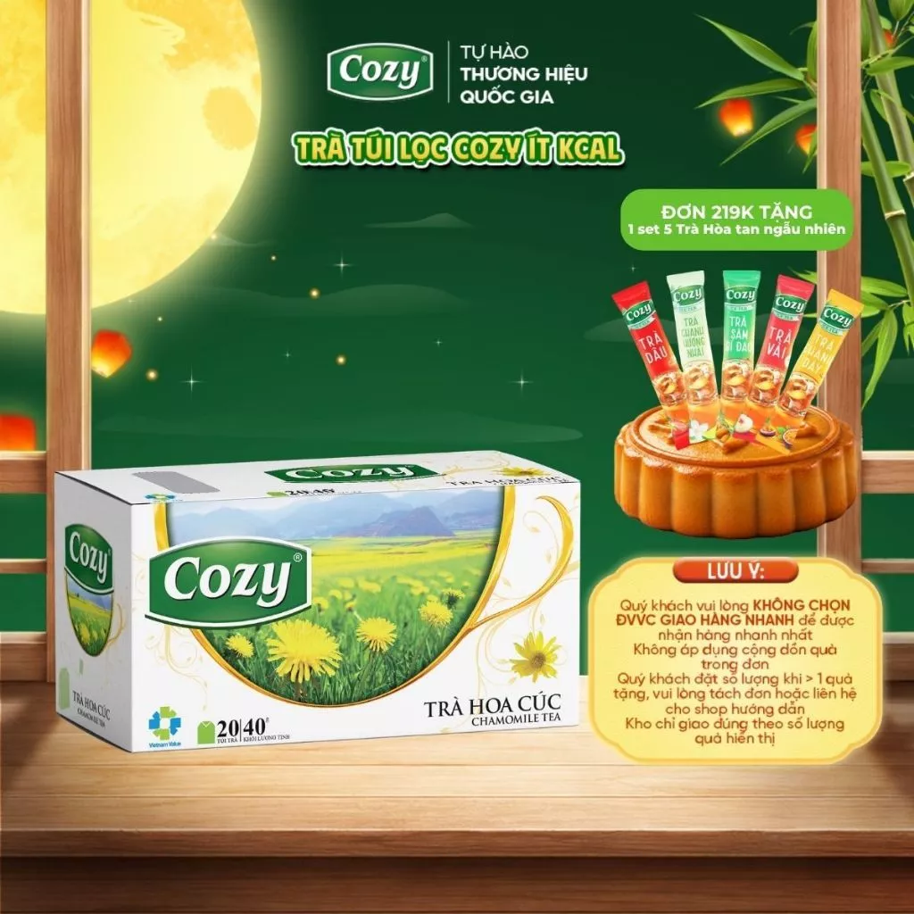 Trà Hoa Cúc Túi Lọc COZY Thức Uống Giải Khát, Tốt Cho Tinh Thần, Giấc Ngủ Hộp 20 Túi