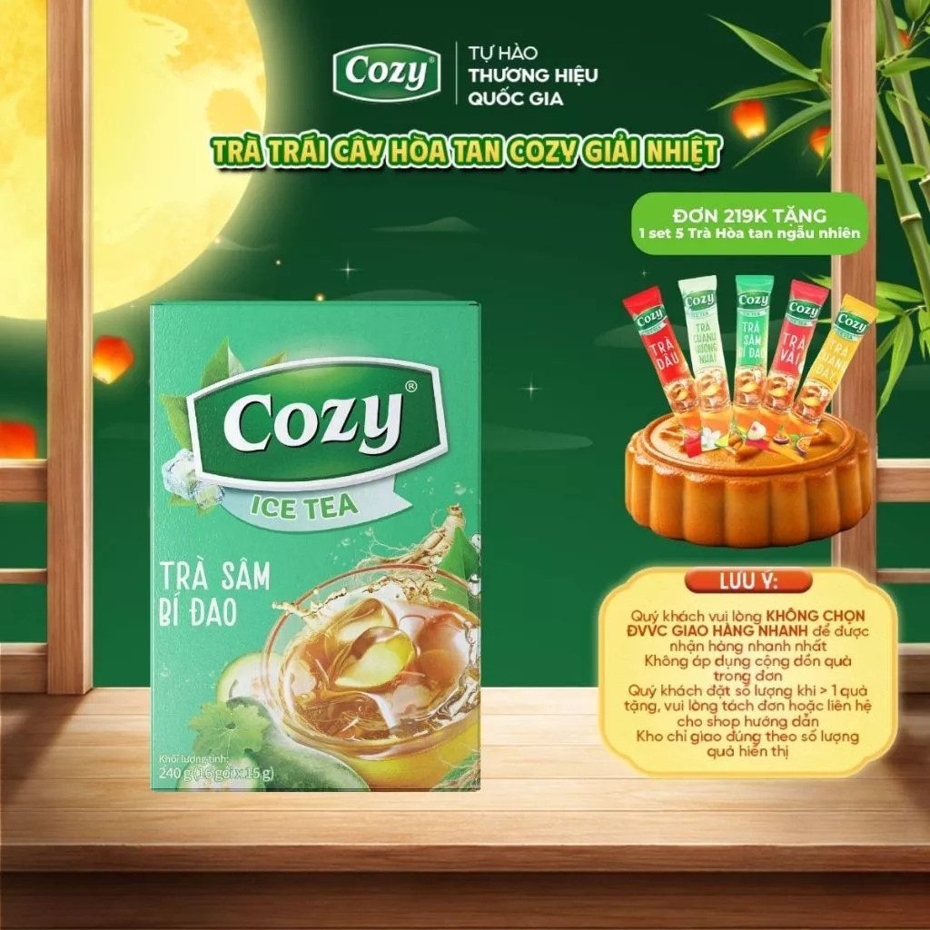 Trà Sâm Bí Đao Hoà Tan Cozy Ice Tea Nước Giải Khát Thanh Nhiệt Giữ Dáng Đẹp Da (16 gói x 15gr)