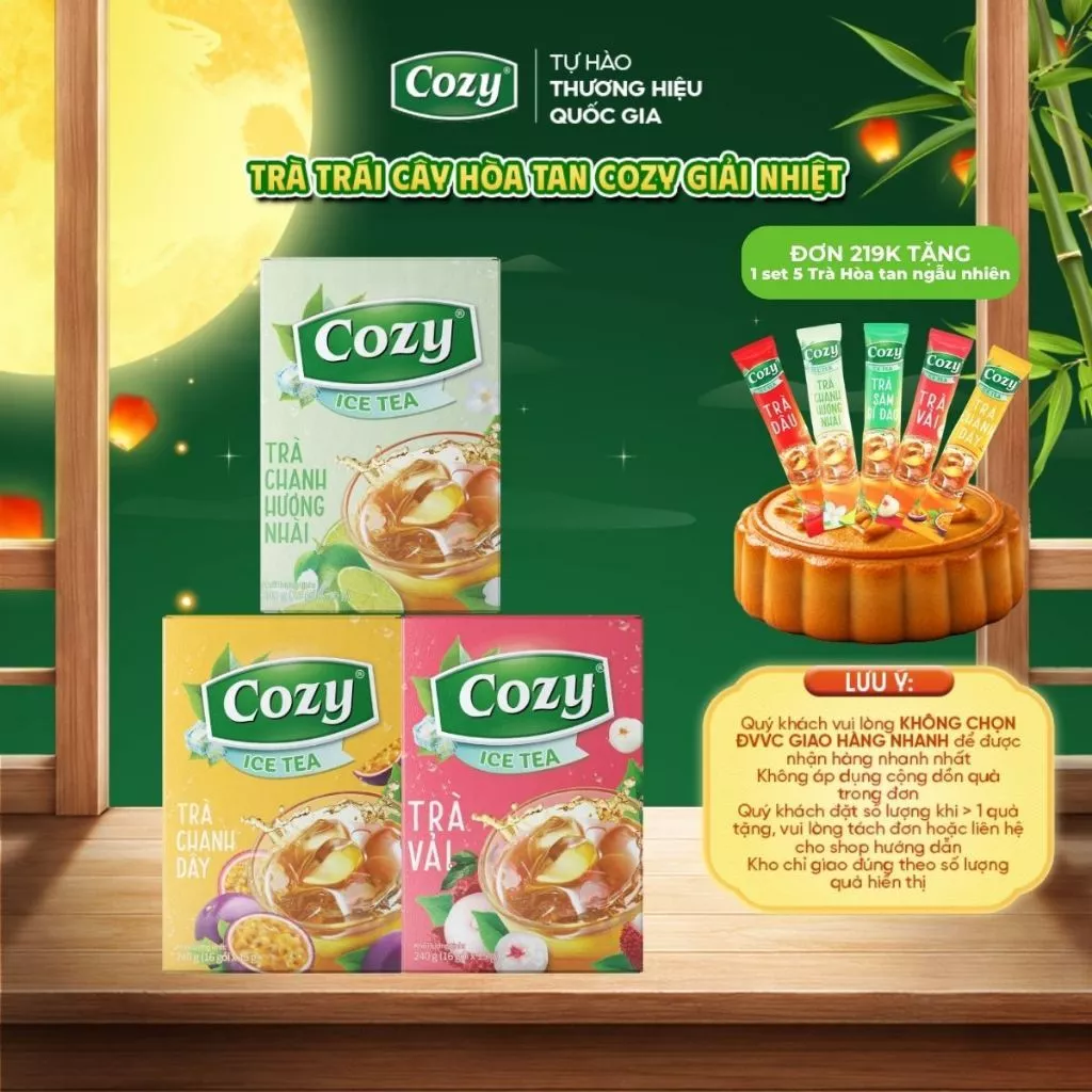 Combo 3 trà hoà tan Cozy nhiều vị hộp 16 gói x 15gr