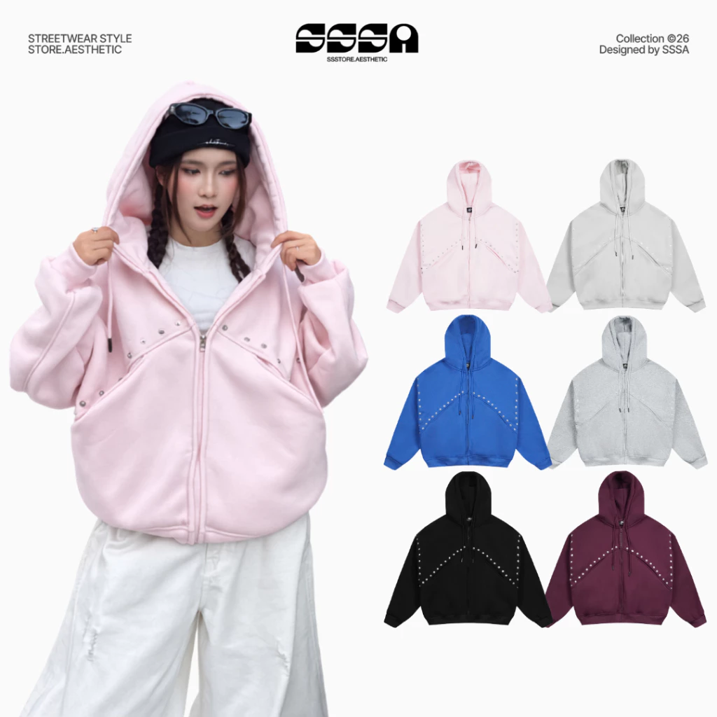 ÁO KHOÁC ZIP ĐÍNH NÚT BUTTON LINE FORM UNISEX NAM NỮ BOXY NHIỀU MÀU | SSSTORE.AESTHETIC