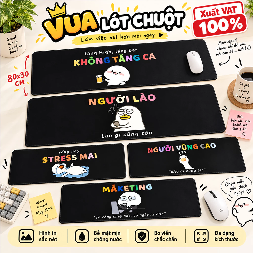Lót Chuột, Pad Chuột Meme Hài Hước Vua Lót Chuột Mousepad Dễ Thương Làm Việc Học Tập Văn Phòng