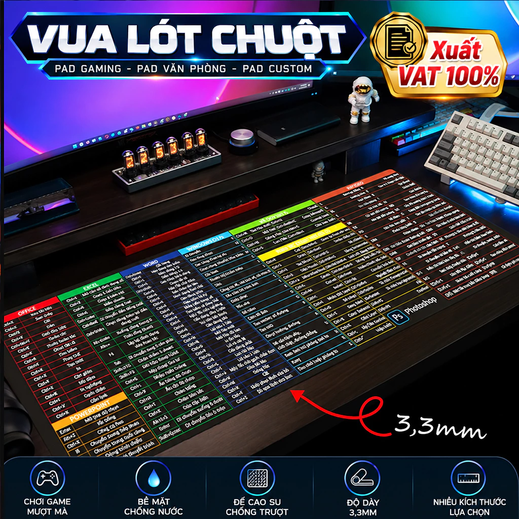 Lót chuột phím tắt Office Photoshop Autocad Việt hóa cho dân văn phòng, kỹ thuật