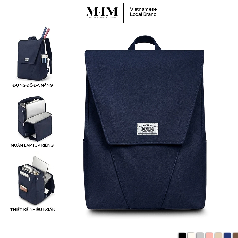 Balo nam nữ đi học đi làm đựng laptop 15.6 inch M4M FANCY Backpack BM006 Cặp chống nước nhiều ngăn