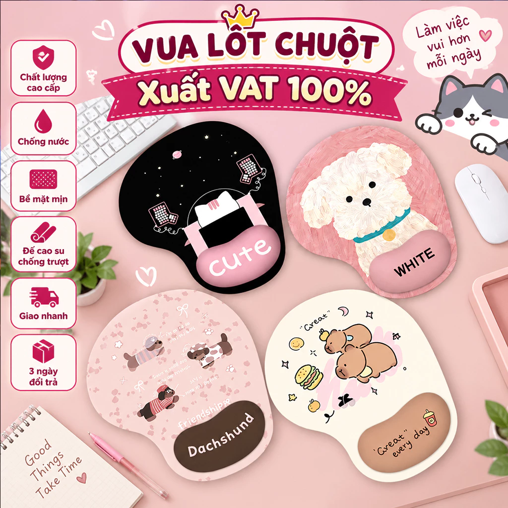 Lót chuột đệm tay chống mỏi hình oval chất liệu silicon dày 3mm siêu bền di chuột nhạy