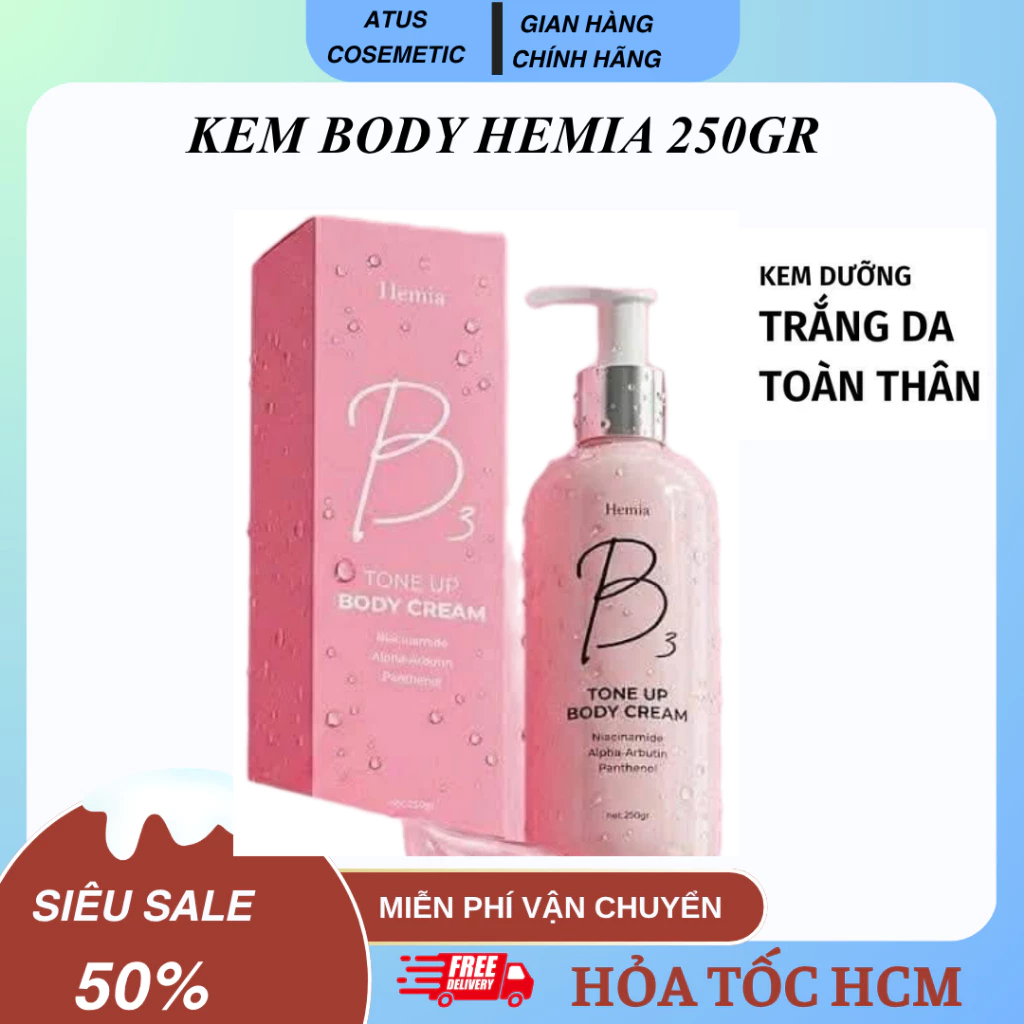 [Chính hãng] Kem body HEMIA Xịt chống nắng Maycreate dùng cho da body và da mặt, makup dưỡng trắng da