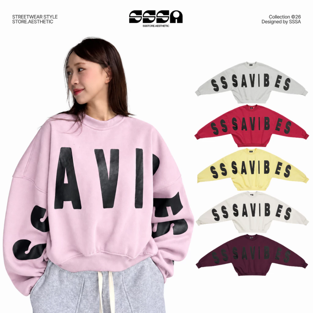 ÁO SWEATER SSSA.VIBES BIG FONT BOXY TAY PHỒNG UNISEX NAM NỮ NHIỀU MÀU | SSSTORE.AESTHETIC