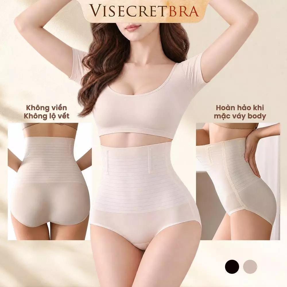 Quần Lót Lưng Cao Gom Nhẹ Hạn Chế Mỡ Định Hình Eo Có Thanh Định Hình Không Đường May Chất Lụa Lạnh Mỏng Nhẹ -- VN220609