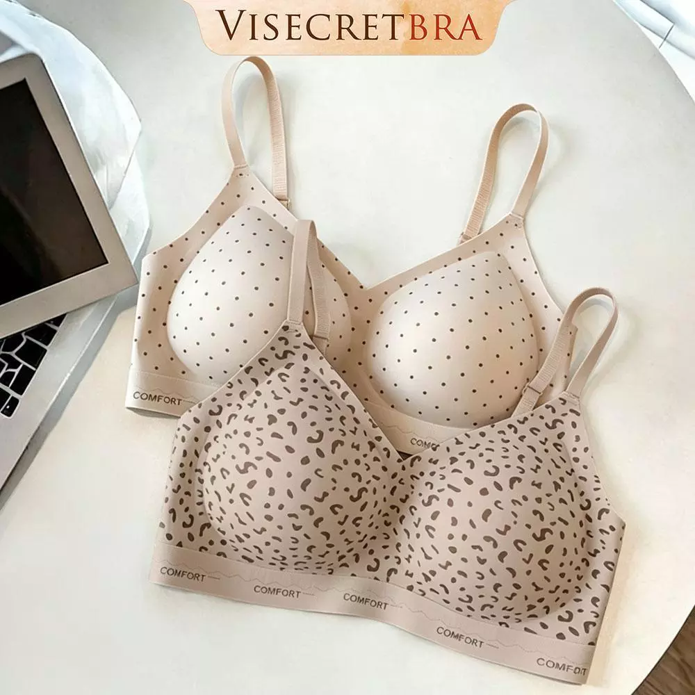 Áo Lót Áo Trong Chất Su Họa Tiết Da Beo Chấm Bi Nâu Pastel Mút Giọt Nước Gom Quả Fit Vòng 1 Không Hở Cúp - A--VN260454