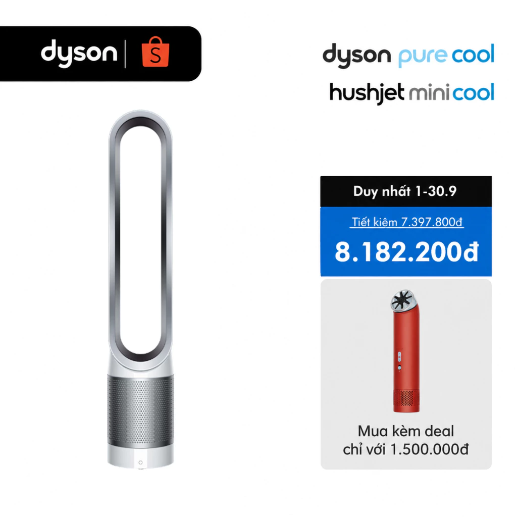 [24-25.9 MUA KÈM DEAL QUẠT MINI HUSHJET CHỈ 1,5TR] Máy lọc không khí Dyson Pure Cool ™ Tower TP00 (Trắng Bạc)