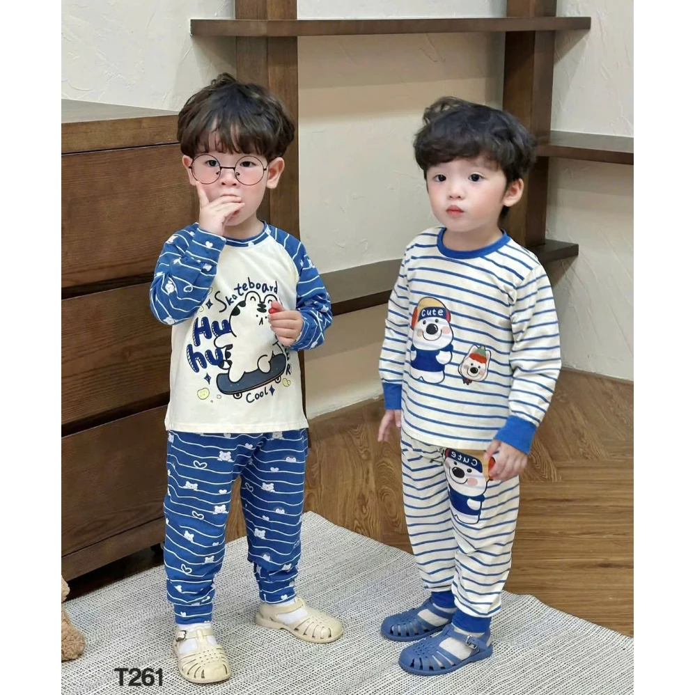 Bộ quần áo dài tay bé trai 9-35kg in hoạt hình cute (ms2)