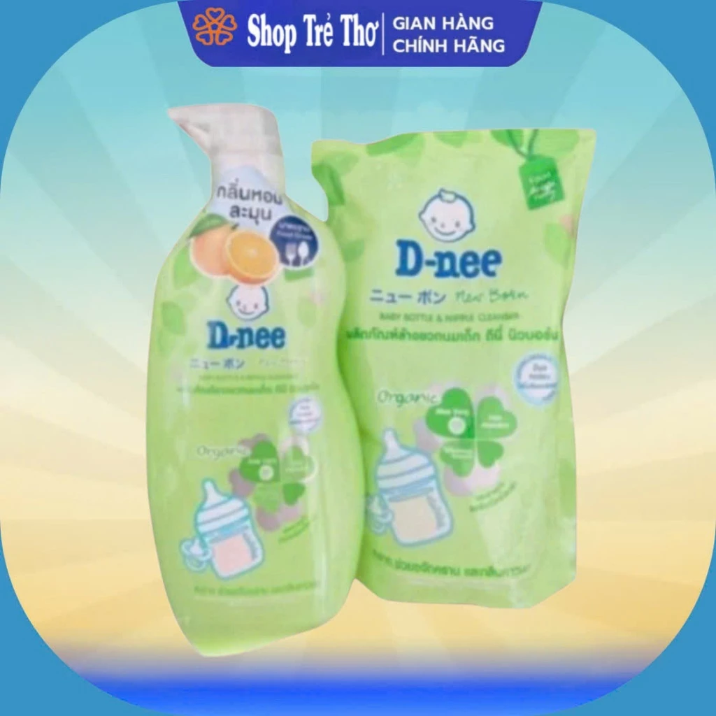 Nước rửa bình sữa Dnee Organic an toàn cho bé, làm sạch hiệu quả 620ml(bình) / 550ml (túi) mẫu mới cho bé yêu