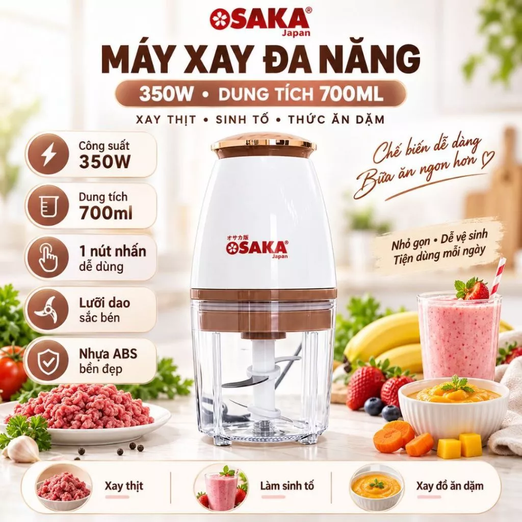 Máy Xay Đa Năng Công Suất 350W, Máy Xay Sinh Tố Cầm Tay, Máy Xay Thịt Mini, Đa Năng