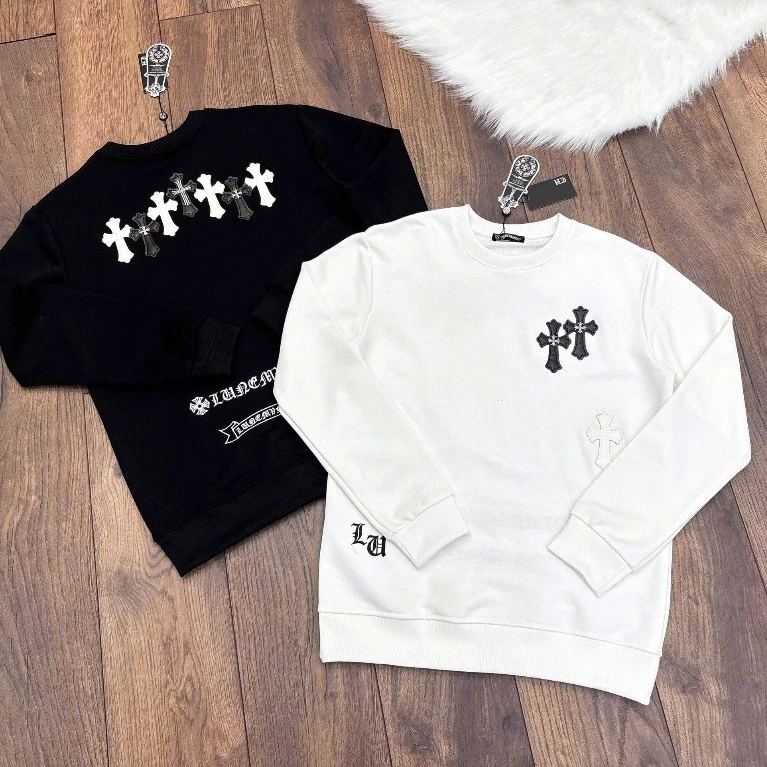 Áo Nỉ Thu Đông Sweater Chrome Chữ Thập Đen In Hình Cực Nét Chất Nỉ Bông Dày Dặn Cho Ae Boy Phố Cực Hottrend 2026