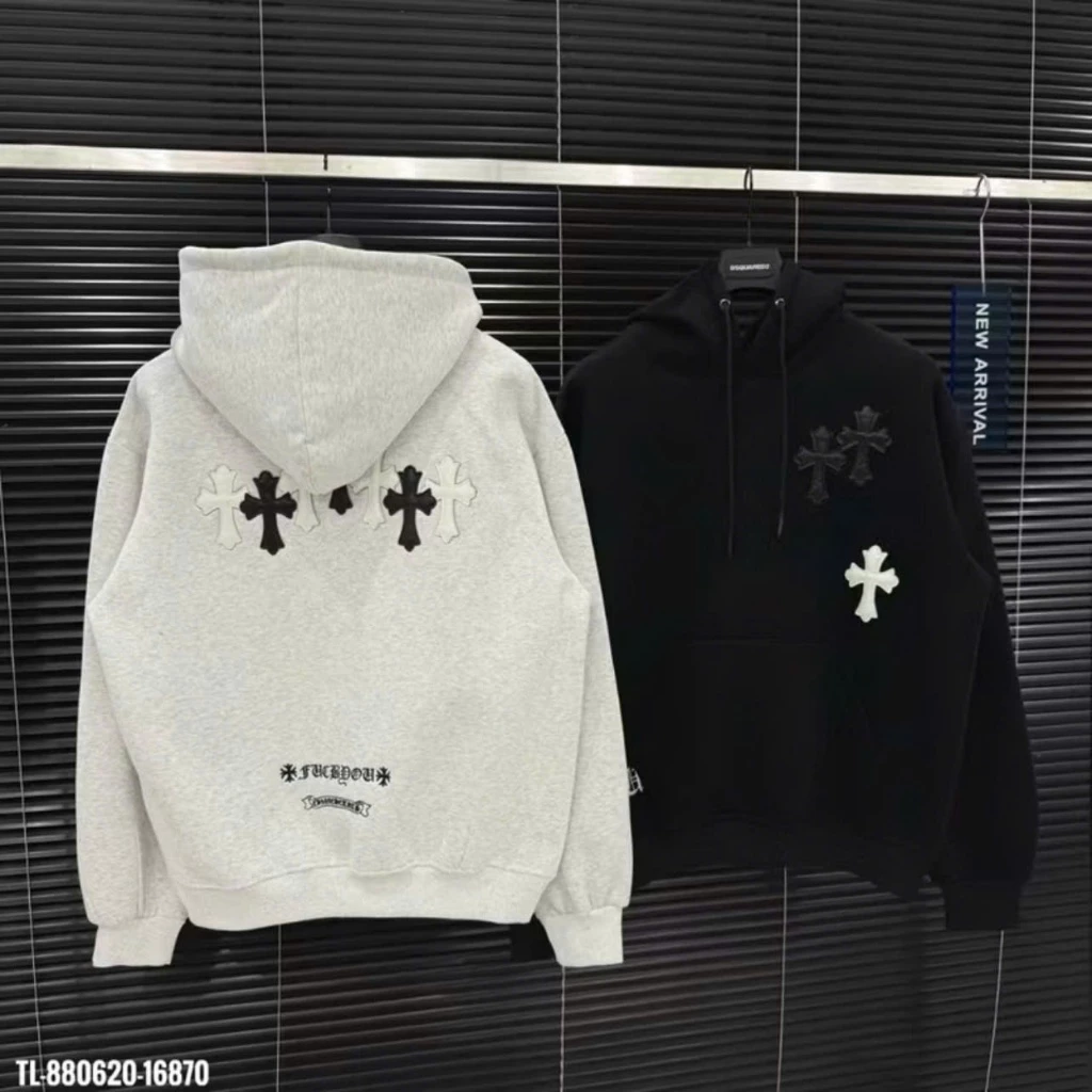 Áo Hoodie Nam Nữ Chrome Chữ Thập Đen In Nhiệt Cực Nét Chất Nỉ Bông Dày Dặn Cho Ae Boy Phố Cực Hottrend 2026