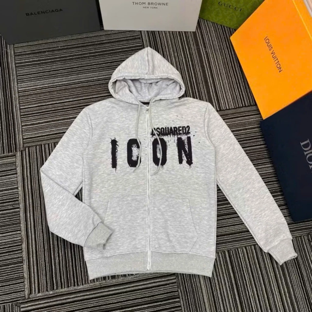 Áo Khoác Hoodie Zip Nỉ Icon Vảy Logo Chữ In Nhiệt - Áo Nỉ Nam Nữ Khóa Kéo Dày Dặn Dáng Rộng Phong Cách Boy Phố Hot Trend