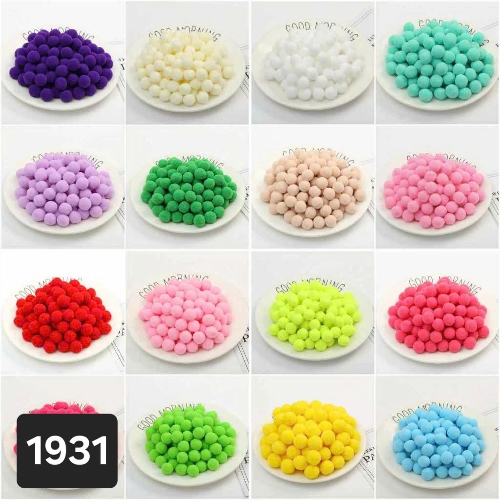 (10-100 hạt)Pom pom 1 màu, Hạt bông tròn trang trí đồ thủ công, Nguyên liệu trang trí handmade, diy